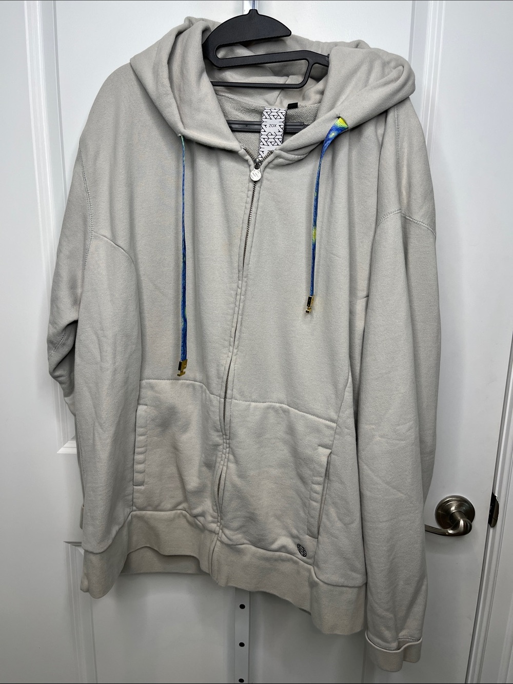 Zox Zip-Up Light Grey Hoodie with String Swap Technology - Unisex 2X